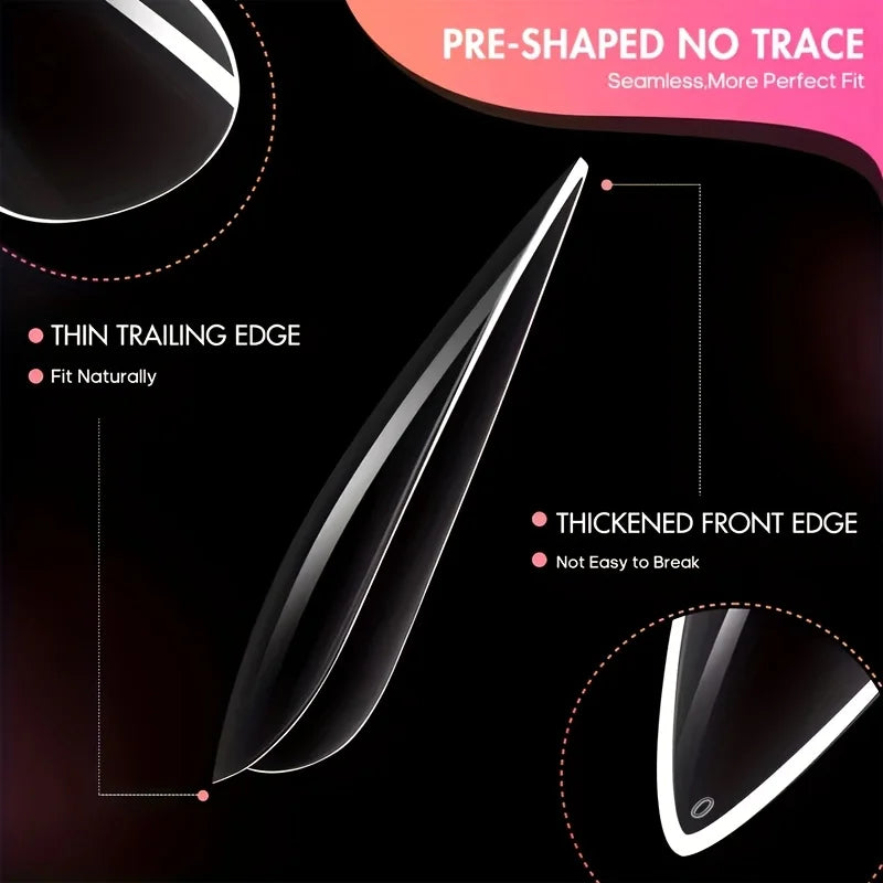 120 Pieces of Transparent Coffin/Almond/Fine High Heels/椭圆形/Square/Other Shape Style Boxed Nails, 12 Sizes Full Coverage Acrylic Pressure-Stick Nails, Suitable for Home DIY Manicure, Art and Manicure Salon Use or Gifts